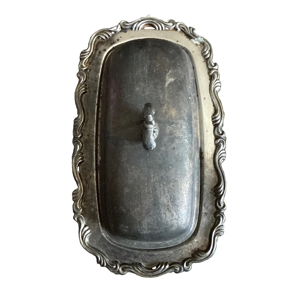 Vintage Silver Plate Lidded Butter Dish With Glass Butter Insert